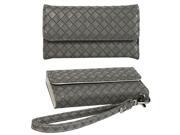 JAVOedge Gray Weaving Clutch Style Wallet Case Card Holder with Removable Wristlet for the Apple iPhone 6 Plus 5.5
