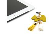 JAVOedge Yellow Fabric Hanging Dog Charm with Tassle for Headphone Jack for Tablets or Smartphones