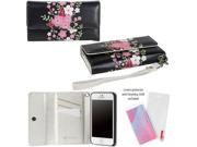 JAVOedge Black Cherry Blossom Slim Case Card Holder Screen Protector Wristlet for the Apple iPhone 5S iPhone 5