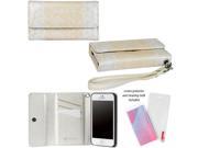 JAVOedge Beige Lace Pattern Tri Fold Case Card Holder Screen Protector Wristlet for the Apple iPhone 5S iPhone 5