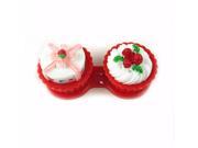 Frosting and Strawberry Cupcake Contact Lens Storage Case with Twist Top Red