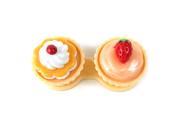 Frosting and Strawberry Cupcake Contact Lens Storage Case with Twist Top Beige