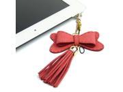 JAVOedge Red Fabric Hanging Bow Charm with Tassle for Headphone Jack for Tablets or Smartphones