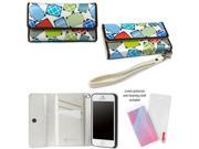 JAVOedge Suitcase Pattern Card Holding Wallet Case with Screen Protector and Removeable Wristlet for Apple iPhone 5 5S