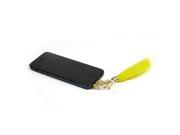 JAVOedge Yellow Faux Fur Earphone with Beads Charm for Headphone Jack for Tablet or Smartphone