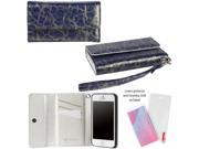 JAVOedge Blue Distressed Wallet Style Case Card Holder with Bonus Screen Protector Wristlet for Apple iPhone 5 5S