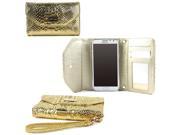 JAVOedge Gold Crocodile Pattern Clutch Wallet Case with Wristlet for the Samsung Galaxy Note 2