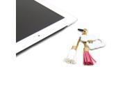 JAVOedge White Fabric Hanging Cat Charm with Tassle for Headphone Jack for Tablets or Smartphones