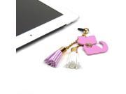 JAVOedge Light Pink Fabric Hanging Cat Charm with Tassle for Headphone Jack for Tablets or Smartphones