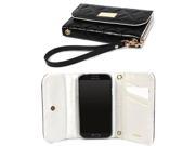 JAVOedge Black Vintage Quilted Clutch Style Wallet Case with Removable Wristlet for the Samsung Galaxy S3