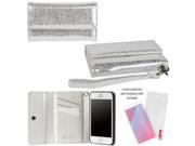 JAVOedge Silver Shiny Mosiac Slim Clutch Wallet Case Card Holder Screen Protector Wristlet for the Apple iPhone 5 5S