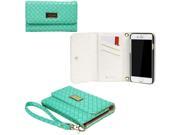 Mint Weaving Pattern Clutch Wallet Case Card Holder with Snap Closure Wristlet for Apple iPhone 6 4.7