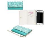 JAVOedge Turquoise Leaf Stencil Clutch Wallet Case with Matching Wristlet for iPhone 6 4.7 inch