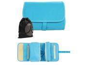 JAVOedge Fabric Hanging Roll up Toiletry Holder with Multiple Detachable Bags Pouches Zipper Compartments Blue