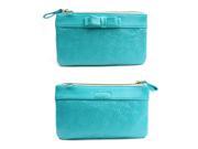 Flower Pattern Convertible Ribbon Wristlet Purse with Crossbody Shoulder Strap Turquoise