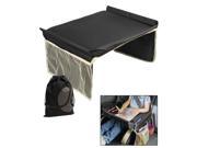JAVOedge Black Foldable Lap Table for Children Perfect for Car Rides with Side Storage Pocket and Bonus Drawstring Bag