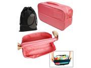 Pink Double Zipper Three Section Travel Underwear Bra and Garment Organizer Pouch with Bonus Reusable Toiletry Bag