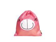 Pink Bear Smiling Drawstring Bag for Kids Travel School Storage with Bonus Reuseable Bag