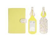 JAVOedge Yellow Floral Interior RFID Blocking Passport Case with Pen Holder and 2 Matching Luggage Tags