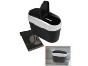 JAVOedge Gray and Black Dual Opening Small Car Truck Trash Can with Removable Clip Bonus Drawstring Storage Bag