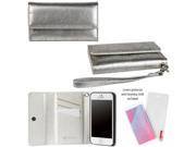 JAVOedge Silver Distressed Wallet Case Card Holder Screen Protector Wristlet for the Apple iPhone 5S iPhone 5