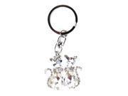 JAVOedge Silver and Crystal Gemstone Two Cat Stylish Keychain Keyring