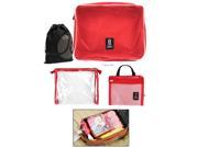 JAVOedge 3 Pack Mesh Red Top Packing Cubes for Luggage Storage Small Medium Large with Bonus Drawstring Bag