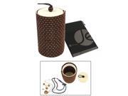 JAVOedge Brown Small Oval Travel Bamboo Jewelry Storage Box with Bonus Drawstring Bag