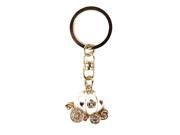 JAVOedge White and Gold Cinderella Stage Coach with Gemstones Stylish Keychain Keyring