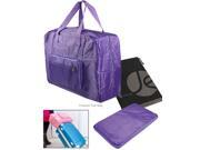 JAVOedge Purple Foldable Tote Bag with Zipper Front Pocket for Gym Travel Luggage with Bonus Drawstring Storage Bag