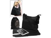 JAVOedge 2 Piece Set with Black Over the Shoulder Diaper Bag and Changing Pad with Zipper Pouch