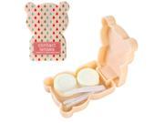 JAVOedge Tree Pattern Teddy Bear Shape Contact Lens Case Travel Kit with Tweezers Solution Bottle Twist Cap