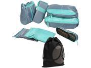 Blue Grey 7 Piece Soft Lugagge Organizer or Home Storage Set with Free Drawstring Travel Bag Many Sizes