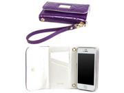 JAVOedge Purple Quilted Slim Folding Clutch Wallet Case Card Holder with Wristlet for the Apple iPhone 5S iPhone 5