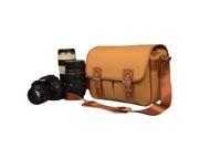 JAVOedge Medium Brown Canvas Camera Messager Style Bag for Nikon Canon Sony Panasonic Fuji DSLR with Snap Closures