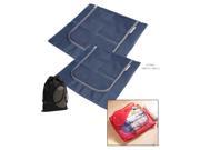 JAVOedge 2 Pack Blue Easy Luggage Storage Mesh Packing Organizer with Zipper Large and Medium and Bonus Drawstring Bag