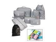 JAVOedge 7 Piece Gray Full Luggage Packing Storage Set with Shoe Bag Drawstring Bags and Toiletry Bag