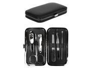 Black 6 Piece Manicure Pedicure Travel Grooming Kit Nail Clipper Scissors Trimmer with Bonus Reusable Toiletry Bag