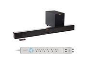 Klipsch R 4B Reference 2 Way Soundbar With 6.5 Wireless Subwoofer with Panamax 6 Outlet Floor Power Strip with USB Char