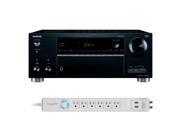 Onkyo TX RZ610 7.2 Channel A V Wireless Network Receiver with HDCP2.2 HDR Bluetooth with 6 Outlet Floor Power Strip wi