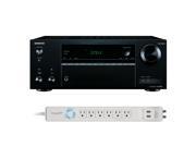 Onkyo TX NR555 7.2 Channel A V Wireless Network Receiver with HDCP 2.2 HDR DTS and Bluetooth and 6 Outlet Floor Power St