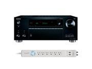 Onkyo TX RZ710 7.2 Channel A V Wireless Network Receiver with HDCP 2.2 HDR Bluetooth and 6 Outlet Floor Power Strip wi