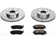 PowerStop K2282 Vented Front Brake Kit Drilled Slotted Cast Iron