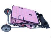 New Classic Fashion Pink Grid 3 Wheels Pet Dog Cat Stroller w RainCover