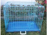 New 24 2 Door Blue Folding Suitcase Dog Crate Cage Kennel LC ABS Pan