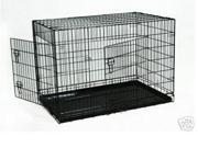 New 30 2 Door Black Folding Suitcase Dog Crate Cage Kennel LC ABS Pan