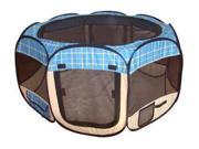 Blue Grid Pet Dog Cat Tent Puppy Playpen Exercise Pen M