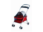 New BestPet Cute Red Posh Pet Stroller Dogs Cats w Cup Holder