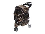 All Terrain Extra Wide Leopard Skin 3 Wheels Pet Dog Cat Stroller w RainCover
