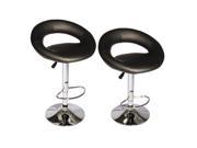Modern Black Adjustable Synthetic Leather Swivel Bar Stools Chairs B02 Sets of 2